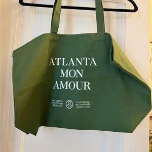 Sézane Atlanta Mon Amour Green Canvas Tote